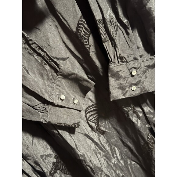 ZARA Black Zebra Print Diamonte Button Thigh Split Midi Dress Size L NWT - Picture 10 of 16